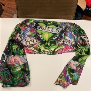 New real Ed Hardy by Christian Audiger green scarf